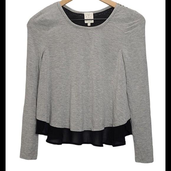 Ella Moss Gray & Black Layered Hem Split Back Crochet Top Girls Size 12 - Picture 1 of 6